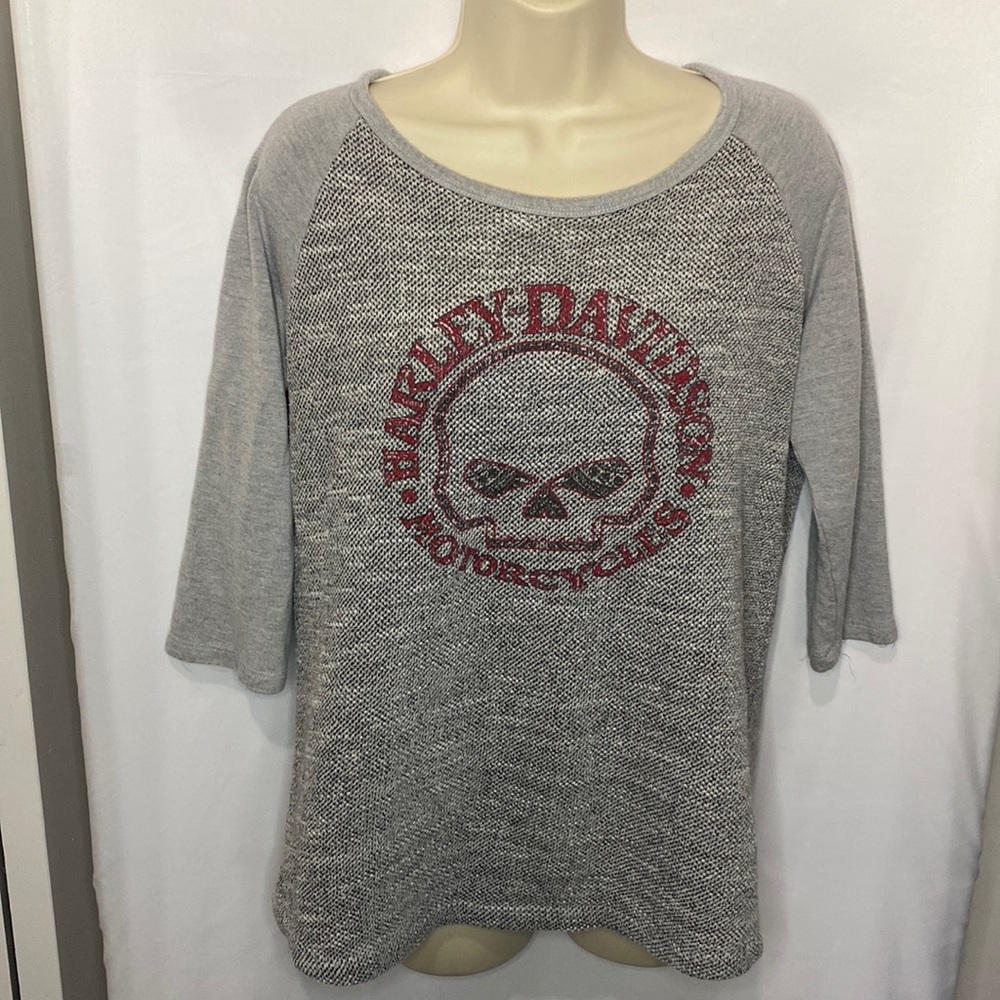 Harley Davidson Grey 3/4 Sleeve T-Shirt